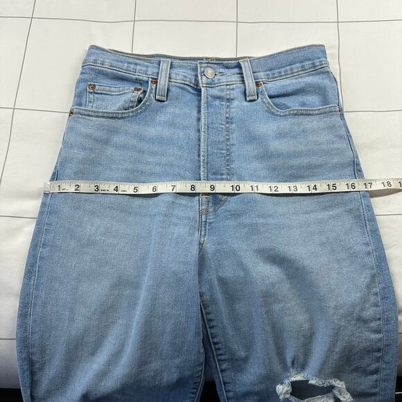 Levi’s Jeans Womens 27 Blue Ribcage Straight Ankle Button Fly Distressed Denim - Picture 10 of 14